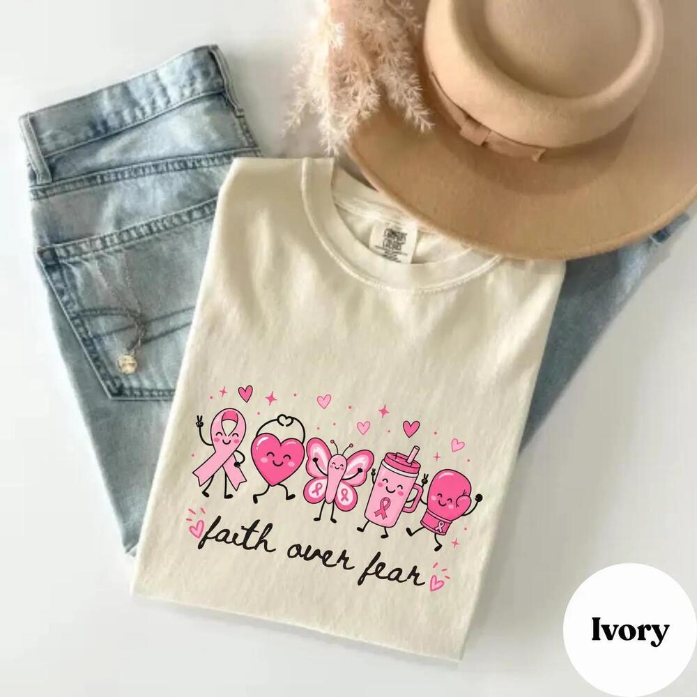 Shirt, Faith Over Fear Tee, Ribbon Shirt, Cancer Awareness